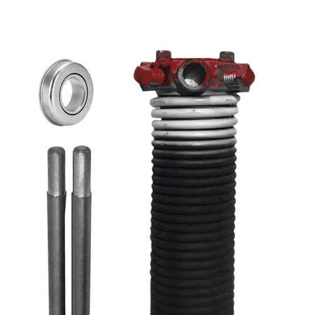

Garage Door Torsion Spring (218 x 1.75 x 28) - Red | 1 Steel Bearing + Pair of Winding Bars | Right Hand Wound Replacement (Left Side) (Cone Color: Red)