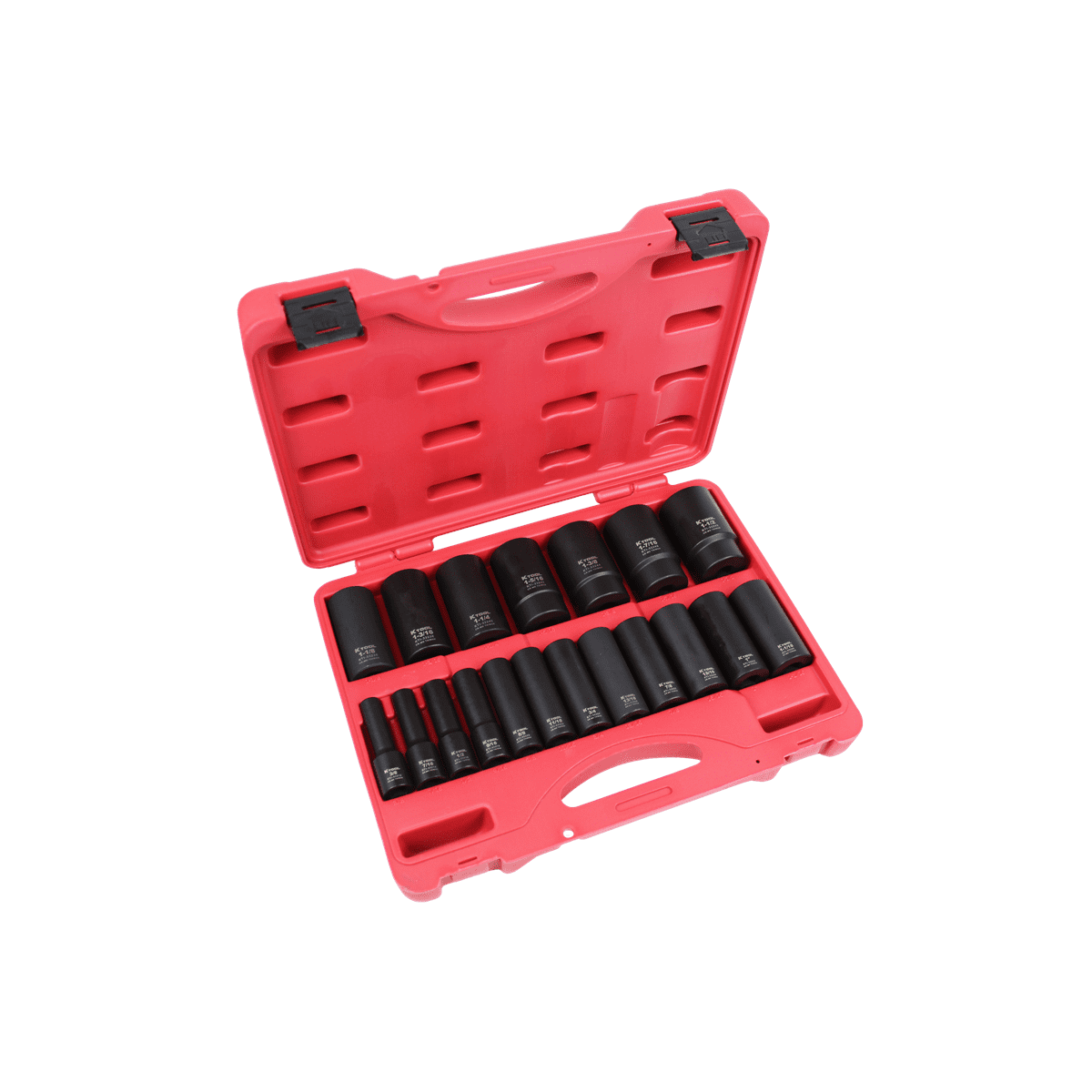K-Tool 33202 1/2" Drive SAE Deep Impact Socket Set 19pc, Heat Treated Steel
