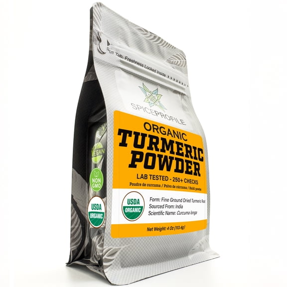 Spice Profile USDA Organic Turmeric Powder (Curcumin), Lab Tested for Heavy Metals, Resealable 4oz Pouch, Haldi, Cúrcuma