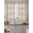 thumbnail image 2 of Buffalo Plaid Curtains 45 Inch Length,Sheer Curtains for Bedroom Living Room Window Sand Beige Cream Farmhouse Gingham Striped Rod Pocket Drapes Kitchen Curtains Small Half Window 42"x45" 2 Panels, 2 of 7