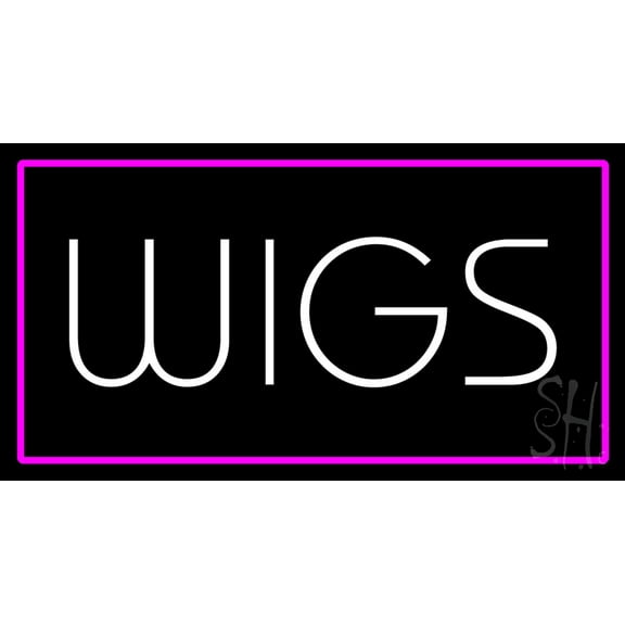 White Wigs with Pink Border LED Neon Sign 20 x 37 - inches, Black Square Cut Acrylic Backing, with Dimmer - Bright and Premium built indoor LED Neon Sign for Defence Force.
