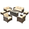 thumbnail image 2 of Ovios 7 Pieces Patio Furniture Set All-Weather Outdoor Sectional Patio Sofa Wicker Rattan Conversation Set with 54" Gas Propane Fire Pit Table for Backyard, 2 of 9