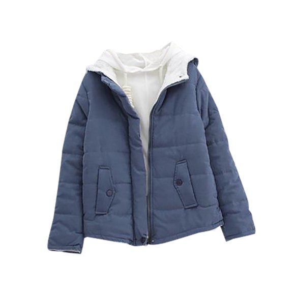 UPPADA Women Winter Jackets Thicken Warm Loose Turtleneck Puffer Coats Zipper Solid Oversized Overcoat Comfy Winter Trendy Clothes Blue,M Lightweight Winter Jacket Women