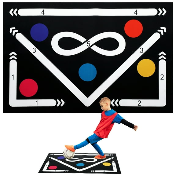Non-Slip Football Footstep Training Mat, 23.6 x 35.4 in Soccer Training Mat, Noise Reduction Indoor Soccer Footwork Mat