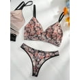 thumbnail image 3 of 3pack Floral Lace Bra & Panty Lingerie Set Comfort Mesh, 3 of 6