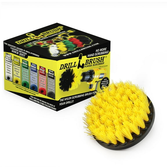 Drillbrush Bathroom Cleaner Drill Attachment – Bathtub Cleaning Supplies - Yellow Drill Brush Bathtub Scrubber - Carpet Scrubber - Bathroom Accessories - Stone Bath Mat Cleaner Spin Brush for Shower