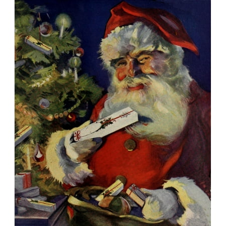 Canadian Home Journal 1922 Santa in ad for Watermans Fountain pens Canvas Art - Unknown (24 x 36)