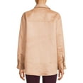 thumbnail image 4 of Time and Tru Women's Faux Suede Shacket with Snaps, Sizes XS-XXXL, 4 of 4
