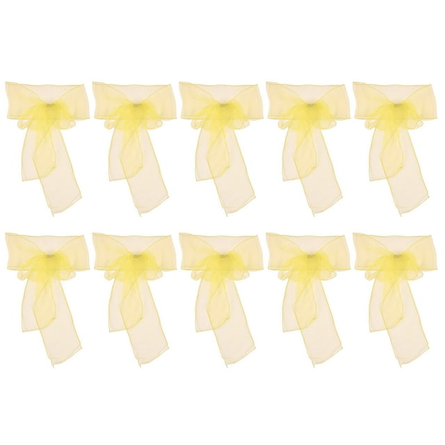 Elegante decoración para bodas y fiestas, exquisitas bandas para sillas de banquete, amarillo brillante, juego de 10