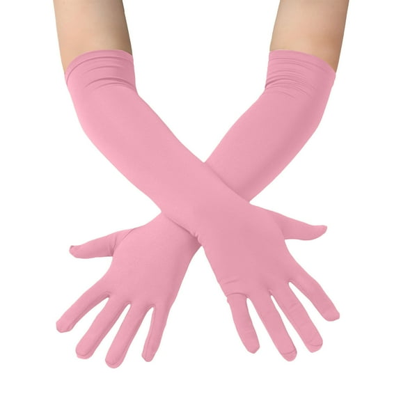 IMENGL Gloves for Women Comfy Men's and Spandex 18" Length Stretchy Halloween Long Opera Soft Women's Work Gloves,Pink