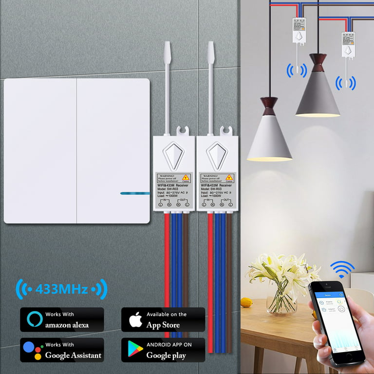 Wireless Light Switch and Receiver Kit Remote Control Ceiling Lamp