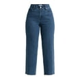 thumbnail image 5 of Time and Tru Women's and Women's Plus High-Rise Straight Crop Tweed Jeans, 26" Inseam, Sizes 2-26W, 5 of 5