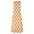 thumbnail image 3 of Orange Checkerboard Long Dress elegant women's dresses sale birthday dress for women Woman's evening dress, 3 of 6