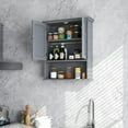 thumbnail image 4 of Hyxoo Bathroom Wall Cabinet, Wooden Hanging Cabinet with Doors & Shelves, Multipurpose Storage Cabinet for Restroom Kitchen Living Room, Wall Mounted Bathroom Medicine Cabinet (Grey), 4 of 10