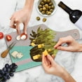 thumbnail image 4 of Indie Cutting Board, Retro Summer Concept Pineapple Fruit in Poly Design Memphis, Decorative Tempered Glass Cutting and Serving Board, Wine Bottle Shape, Mint Green Pale Brown, by Ambesonne, 4 of 5