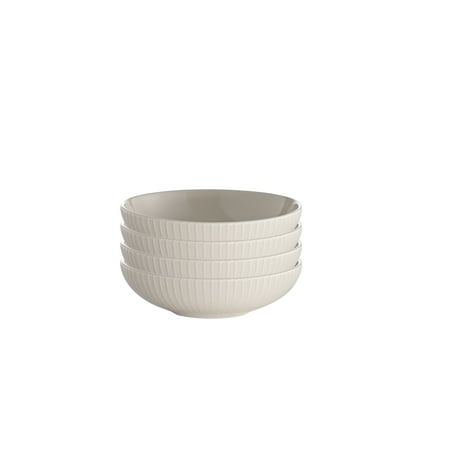 - overandback Porcelain Lines Pasta Bowls, Set of 4, linen