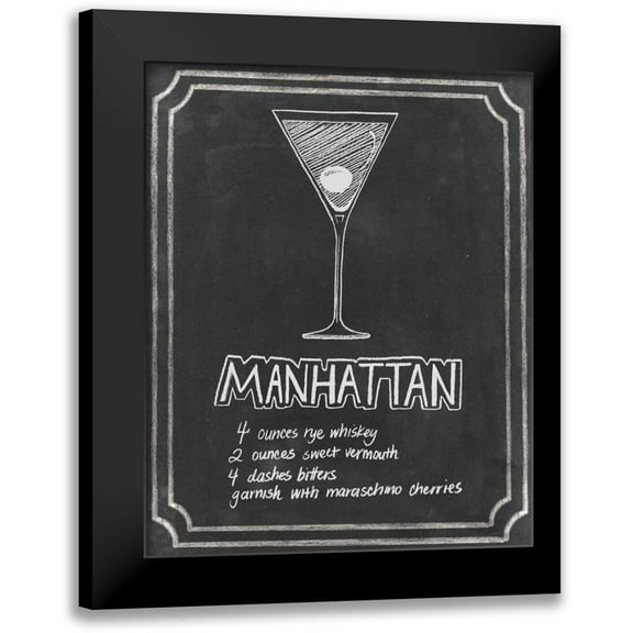 Popp, Grace 12x14 Black Modern Framed Museum Art Print Titled - Chalkboard Cocktails II