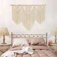 thumbnail image 2 of Tapiz de macramé para colgar en la pared, grande, bohemio, chic, tejido, hoja, borla, arte, cuerda de algodón, macramé bohemio, decoración de pared para dormitorio, sala de estar, apartamento, telón de fondo Kuyhfg Bienvenido a Kuyhfg, 2 of 5