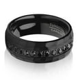 thumbnail image 2 of Black Tungsten Ring,8mm Wedding Ring,CZ Wedding Ring,Hammered Wedding Ring,Tungsten Carbide Ring,Man's Ring, 2 of 4