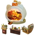 thumbnail image 1 of Kit de construcción de casas de muñecas con soporte para libros y rompecabezas de madera con luz LED, 1 of 7