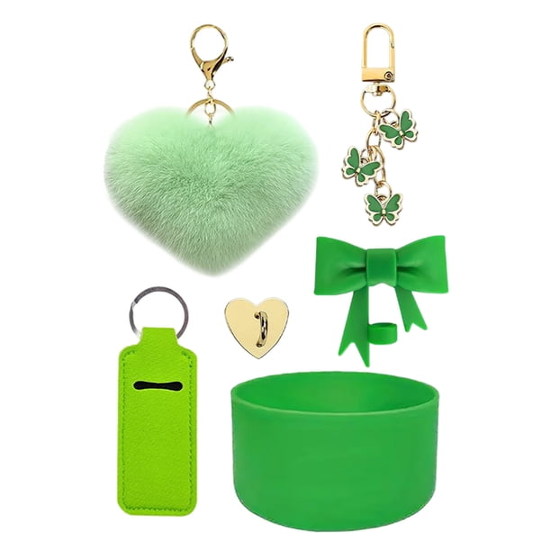 Colgante Bola De Pelo, Juego De Tazas De Silicona, Lazo, Pajita, Pareja De Peluches, Llavero Con Forma De Corazón.
