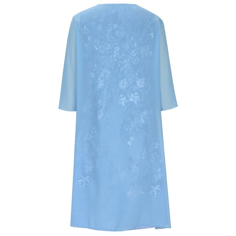 blue floral midi dress with cardigan Womens and Set, Black / M office settings LOAIHA Womens Floral Flowy Midi