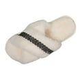 thumbnail image 3 of Womens Slippers Flat Heel Open Toe Slides Outdoor Indoor Warm Plush Casual Bedroom Shoes for Women White 9, 3 of 10