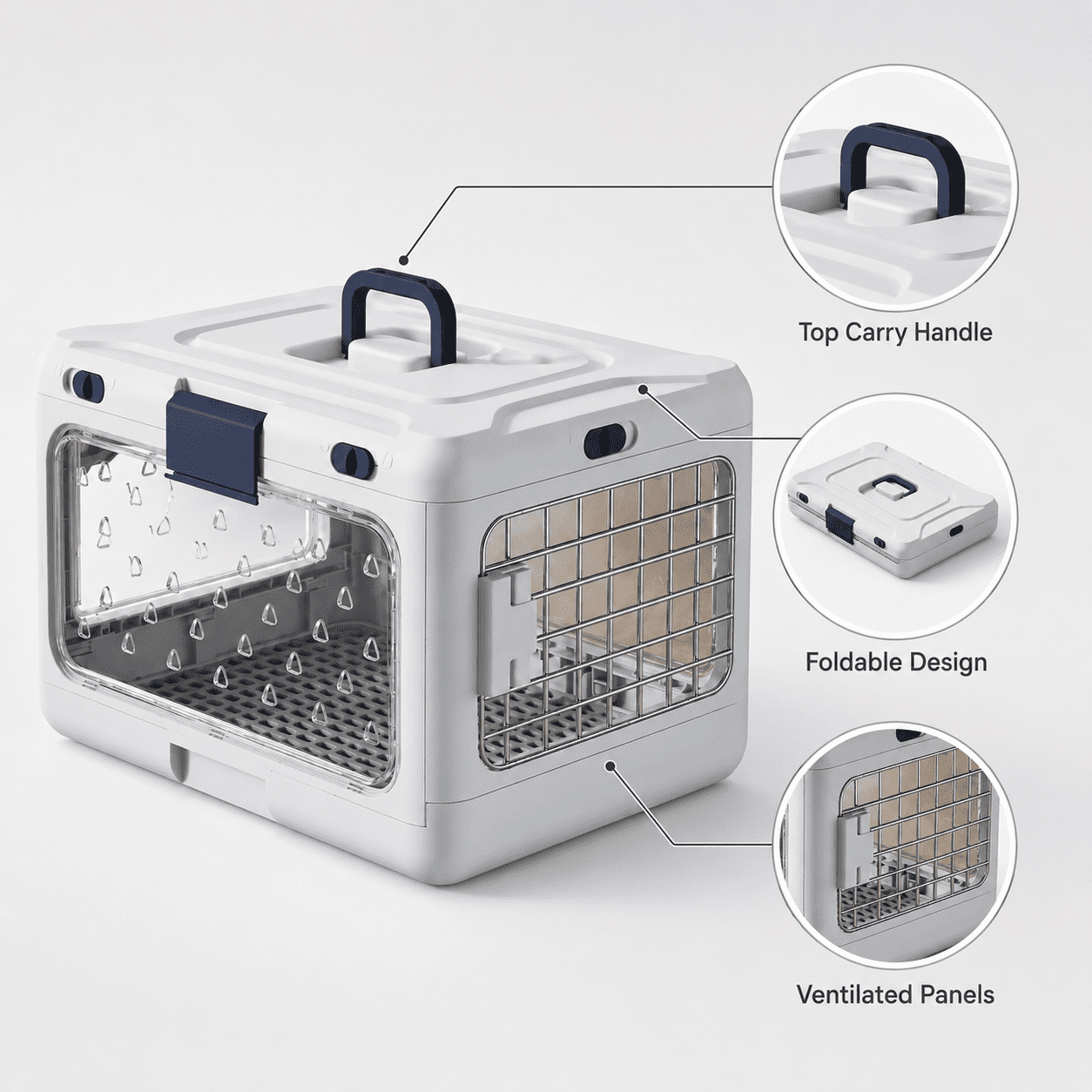 Collapsible Hard-Sided Pet Carrier, Portable 20" Travel Kennel for Small Dogs & Cats, Durable PP Material with Comfort Grip Handle and Secure Locking Gate, Matcha Sage