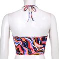 thumbnail image 1 of Top halter de Paisley Top corto con cordón fruncido marrón, 1 of 5