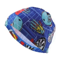 Unique Bargains 1 Pc Elasticity Football Pattern Swim Cap 5.91"x8.27" Blue Red