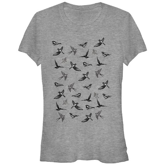 Junior's Lost Gods Birds in Flight Graphic Tee Athletic Heather 2X Large