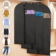 thumbnail image 4 of 5 uds fundas de ropa transparente Visible ventana traje chaqueta cubierta antipolvo impermeable polilla humedad 60x127cm negro, 4 of 5