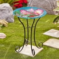 thumbnail image 4 of Hummingbird Birdbath Glass Bowl with Stand - Outdoor Garden Decor for Birds, 4 of 9