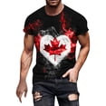 thumbnail image 1 of Chandail Canada Homme Fête du Canada Drapeau Manches Courtes T-Shirt Érable Haut Col Rond Été Hauts Patriotiques, 1 of 3