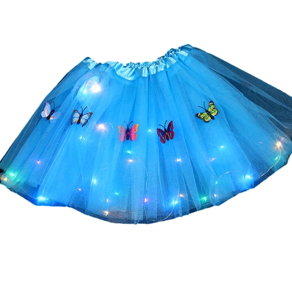 Odeerbi Girls Skirts Tutu Skirt Children's Skirt With Light-emitting Butterfly Skirt Pettiskirt Led Light Skirt Party Dresseses Skirt Red