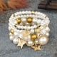 thumbnail image 3 of 4pcs Europea y la mano de la perla femenina cadena de perlas pulsera elástica capa de perlas colgante pulsera accesorios para mujer, 3 of 8