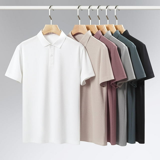 Txeol Offre à Durée Limitée T-Shirts Polo pour Hommes à Manches Courtes Couleur Unie Col à Revers T-Shirt Décontracté Boutonné Col Rond Chandail à Enfiler Hauts, Blanc, m