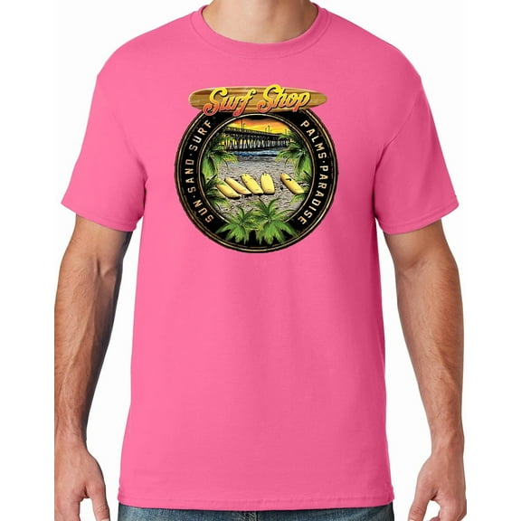 Mens Manu Bay Surf Company CIRCLE SURFING T-shirt, XL Neon Pink
