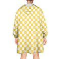 thumbnail image 2 of Yellow and White Checkerboard Pattern Wearable Oversized Blanket,Wearable Blanket Hoodie for Adults,Cozy Hooded Blankets with Super Pockets,Super Warm Fuzzy Pullover for Women & Men, 2 of 6