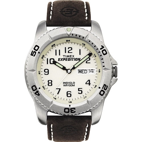 Timex Men's Expedition Traditional Watch, Dark Brown Leather Strap by Timex