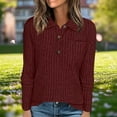 thumbnail image 2 of zbxnLI Women's Tops Knit Long Sleeve Shirts Button up Collared Casual Dressy Blouses Pullover Sweaters, 2 of 7