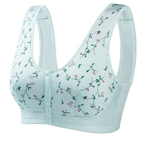 

SIEYIO Fashion Front Button Underwear Women Comfortable Cotton Brasieres Vest-type Middle-aged Wire Free Bras Bralette Tops