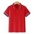 thumbnail image 5 of CQONEPT Boys Henley Short Sleeve Shirt Summer Cotton Collared T Shirt Toddler Casual School Uniform Dress Shirts Red XL, 5 of 6