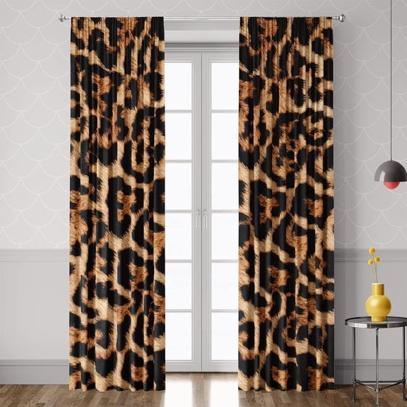 Cheetah Print Blackout Curtains 52WX84H Rod Pocket Leopard Curtains for Bedroom Living Room Wild Animals Room Darkening Art Printed Drapes 2 Panels