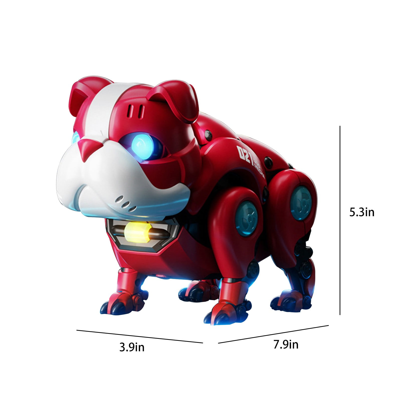 Weloille Violent Dog, Robot Dog, Children's Intelligent Pet Dog, Voice Control, Music, Lighting, Mechanical Dog Toys, Toys For Boys And Girls, Birthday Gifts (Red, 7.9x3.9x5.1inch)