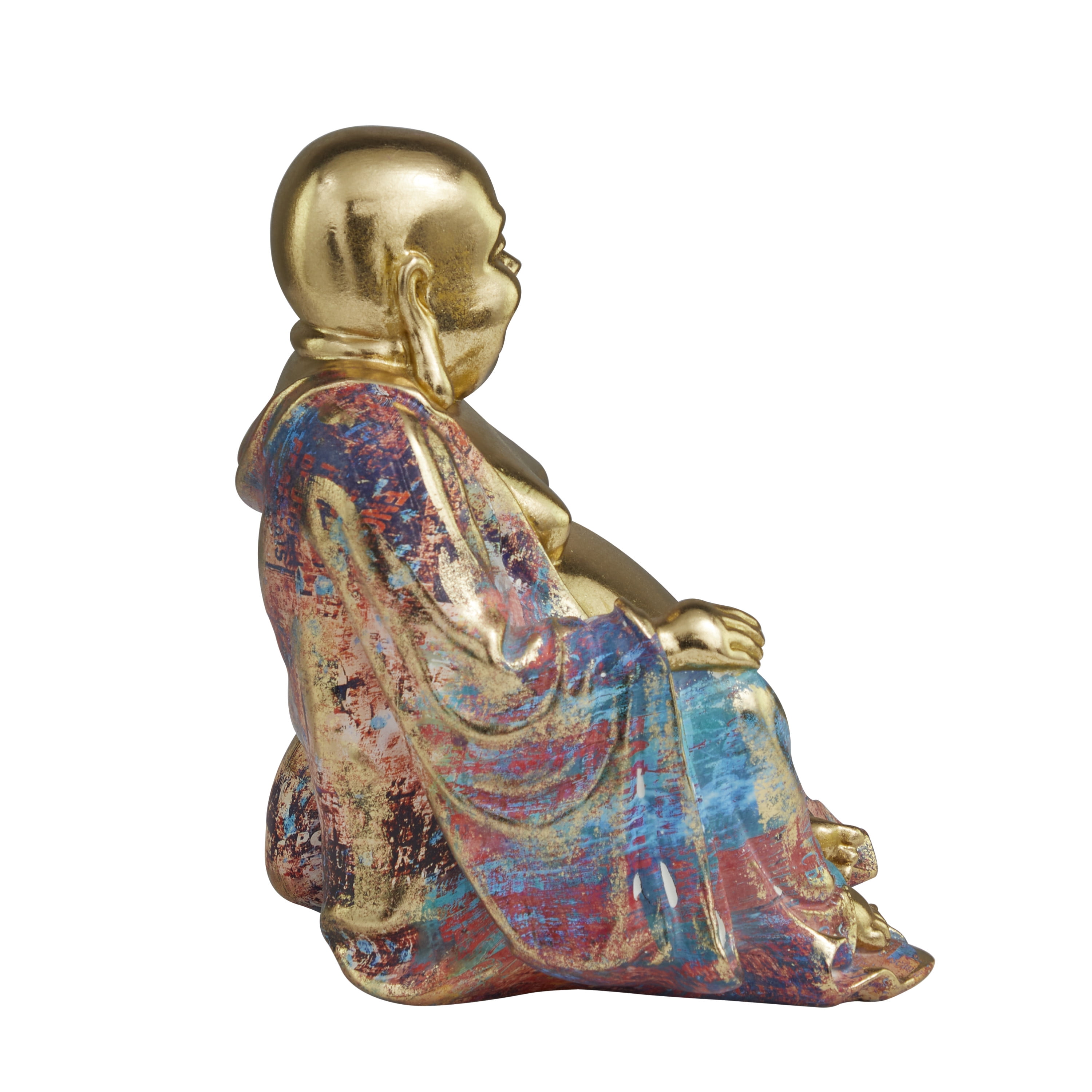 10" x 11" Multi Colored Resin Buddha Sculpture, by DecMode
