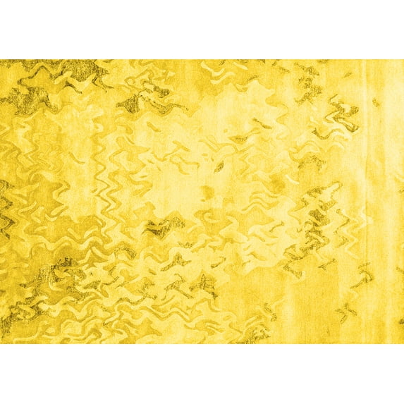 Ahgly Company Machine Washable Indoor Rectangle Abstract Yellow Contemporary Area Rugs, 5' x 7'