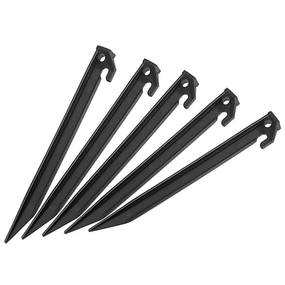 Uxcell 23cm/9.1 Inch Plastic Camping Tent Stakes Pegs with Hook Black 10 Pack