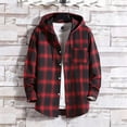 thumbnail image 4 of Breezora Men's Long Sleeve Shirt Plaid Flannel Casual Button Down Hooded Jacket Outdoor Hiking Camping Utility Shacket with Pockets XXXL Size Wine, 4 of 6