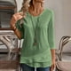 thumbnail image 4 of Pantalones cargo para mujer,Camiseta de manga 3/4 para mujer, blusa informal de cuello redondo, tejido fino y transpirable, corte holgado para uso diario, sopatenor, 4 of 8